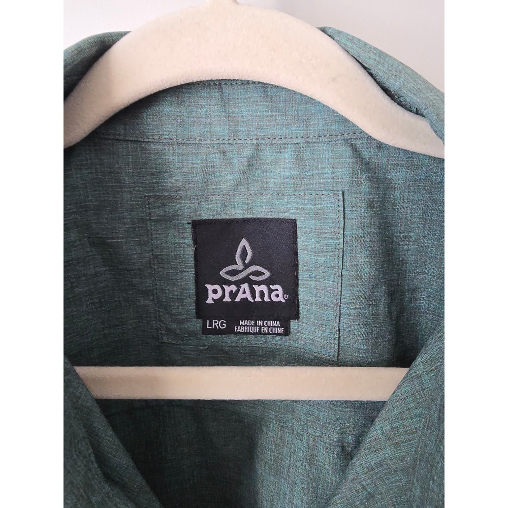 Prana Mens Large‎ Button Down Shirt Long Sleeve Hiking Travel Green Size L - Picture 5 of 10